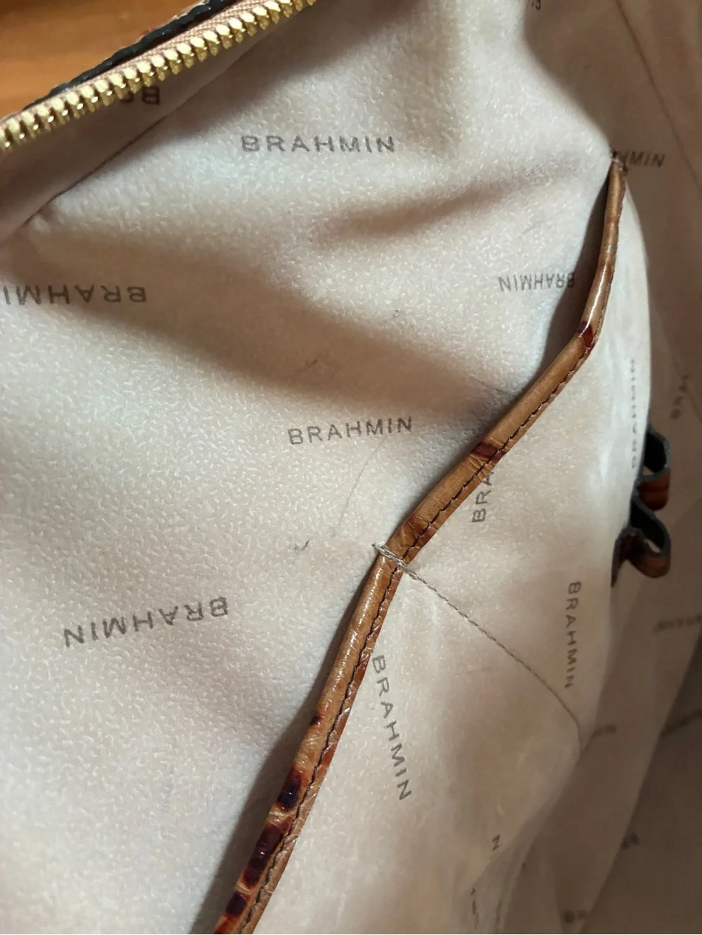 Brahmin Pecan Melbourne Croc-Embossed Satchel Handbag